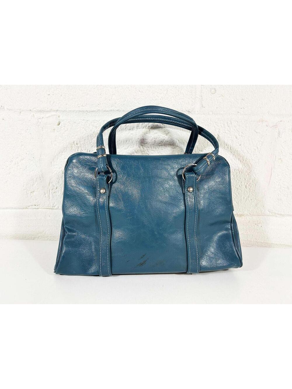 Blue Top Handle Purse Structured Bag Mod Handbag 1960s